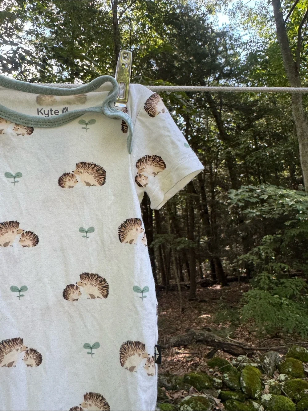 Kyte Baby Hedgehog Print Short Sleeve Bamboo Onesie - 0-3 months